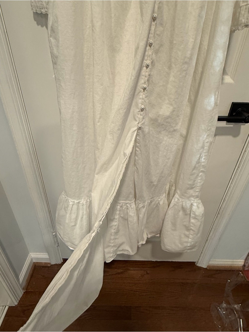 Vintage Eileen West Queen Anne’s Lace White Cotton Nightshirt Nightgown Pearl - Picture 10 of 12